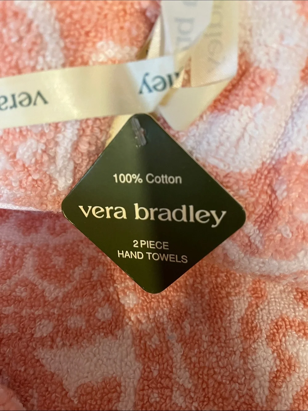 Vera Bradley Peach and White Paisley Towel  Set